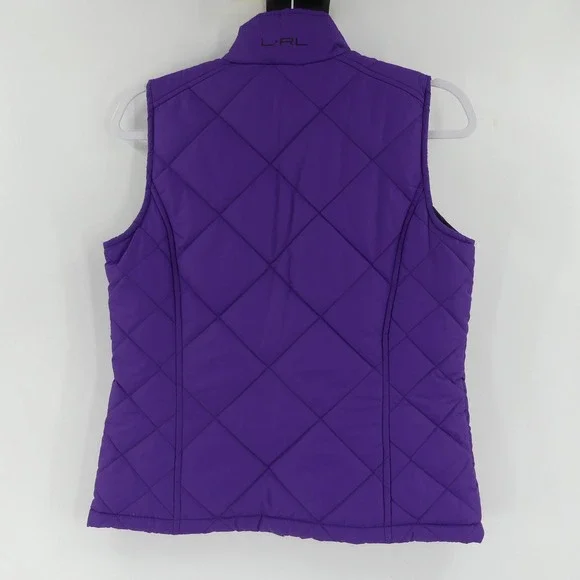 Lauren Ralph Lauren Purple Quilted Puffer Vest Full Zip Sleeveless Womens Small - Picture 7 of 10